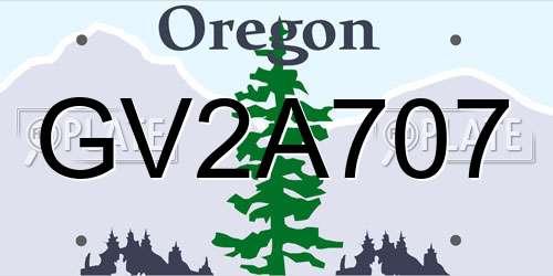 GV2A707 Oregon License Plate
