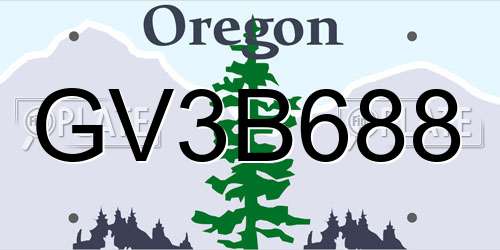 GV3B688 Oregon License Plate