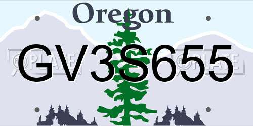 GV3S655 Oregon License Plate