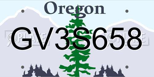 GV3S658 Oregon License Plate