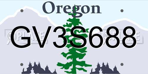 GV3S688 Oregon License Plate