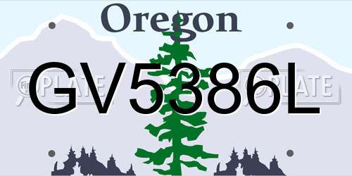 GV5386L Oregon License Plate