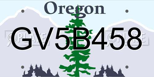 GV5B458 Oregon License Plate