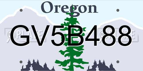 GV5B488 Oregon License Plate