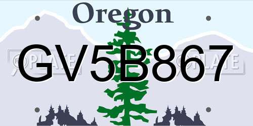 GV5B867 Oregon License Plate