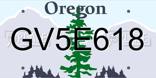 GV5E618 Oregon License Plate