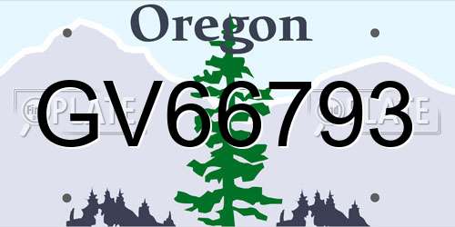 GV66793 Oregon License Plate