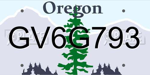 GV6G793 Oregon License Plate