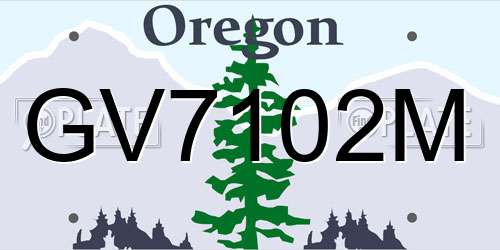 GV7102M Oregon License Plate