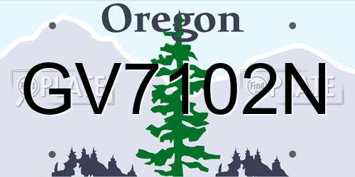 GV7102N Oregon License Plate