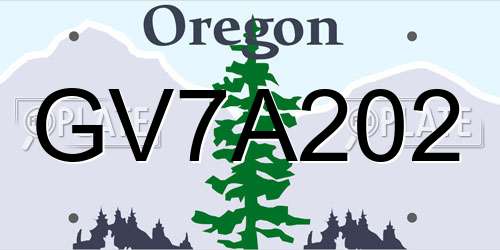 GV7A202 Oregon License Plate