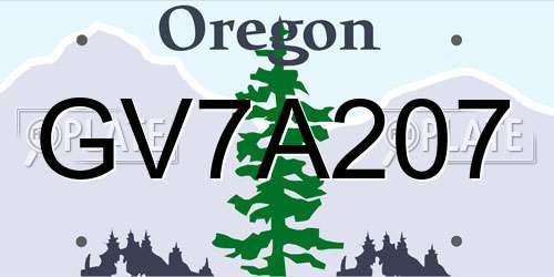 GV7A207 Oregon License Plate