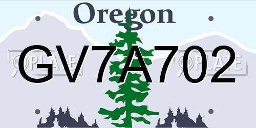 GV7A702 Oregon License Plate