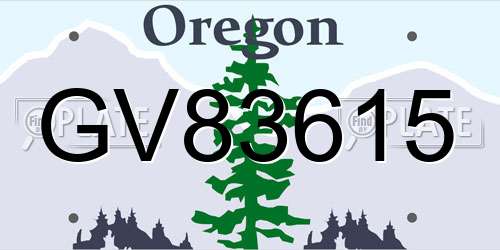 GV83615 Oregon License Plate