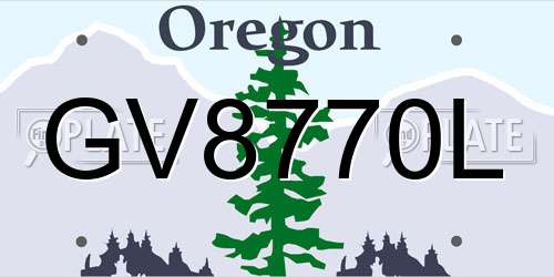 GV8770L Oregon License Plate