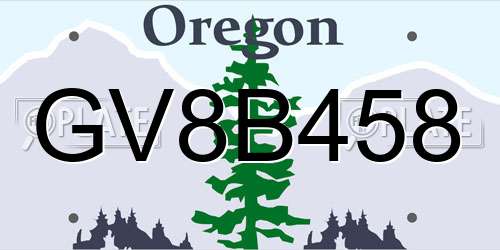 GV8B458 Oregon License Plate