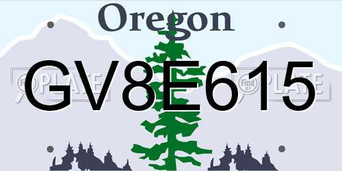 GV8E615 Oregon License Plate