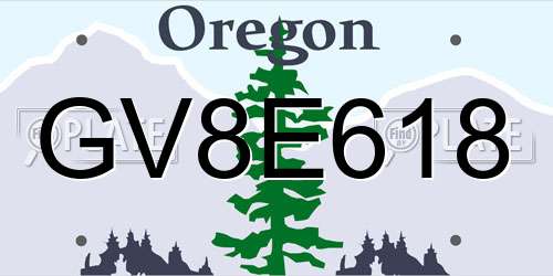 GV8E618 Oregon License Plate