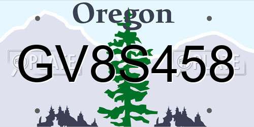 GV8S458 Oregon License Plate