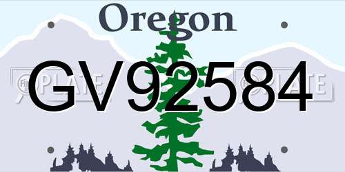 GV92584 Oregon License Plate