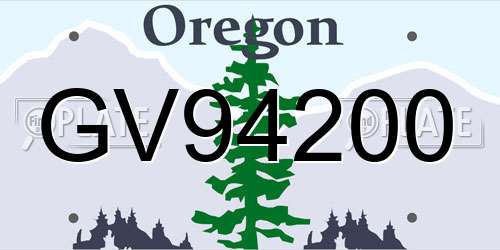 GV94200 Oregon License Plate