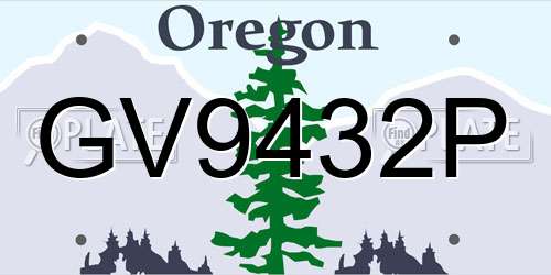 GV9432P Oregon License Plate