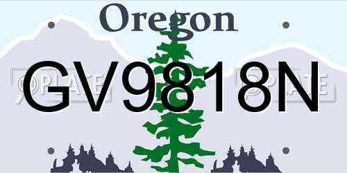GV9818N Oregon License Plate
