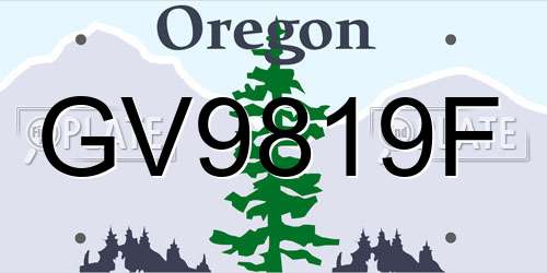 GV9819F Oregon License Plate