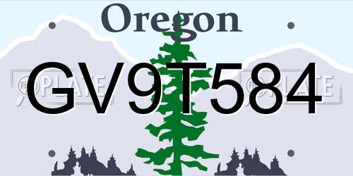 GV9T584 Oregon License Plate