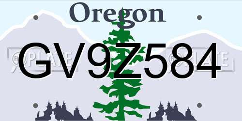 GV9Z584 Oregon License Plate