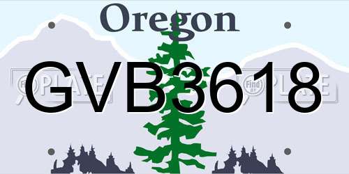 GVB3618 Oregon License Plate