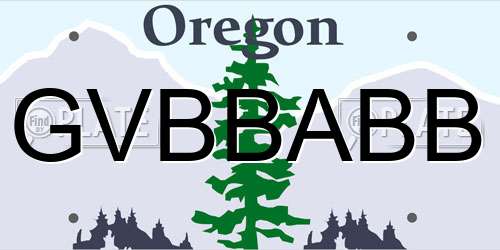 GVBBABB Oregon License Plate