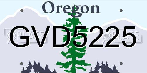 GVD5225 Oregon License Plate