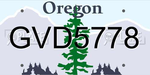 GVD5778 Oregon License Plate