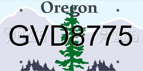 GVD8775 Oregon License Plate