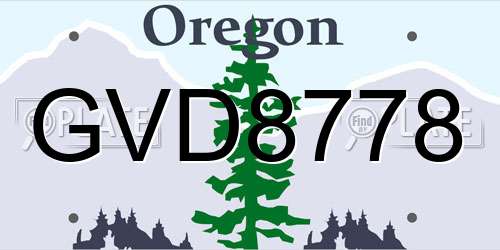 GVD8778 Oregon License Plate
