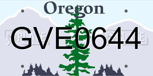 GVE0644 Oregon License Plate