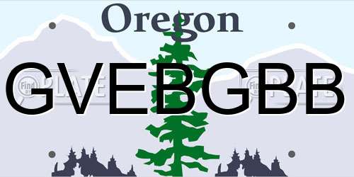 GVEBGBB Oregon License Plate
