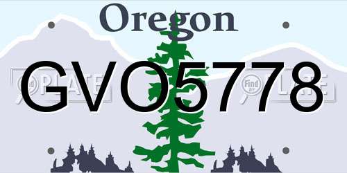 GVO5778 Oregon License Plate