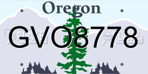 GVO8778 Oregon License Plate