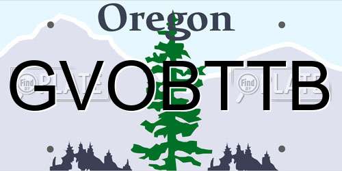 GVOBTTB Oregon License Plate