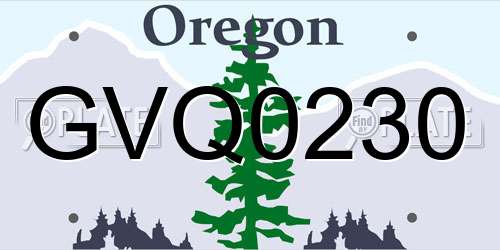 GVQ0230 Oregon License Plate