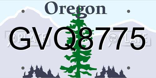 GVQ8775 Oregon License Plate