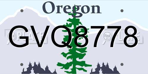 GVQ8778 Oregon License Plate