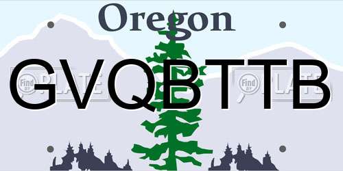 GVQBTTB Oregon License Plate