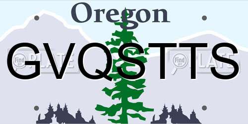GVQSTTS Oregon License Plate