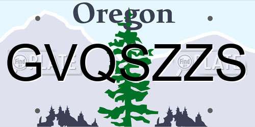 GVQSZZS Oregon License Plate