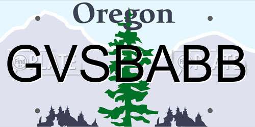 GVSBABB Oregon License Plate