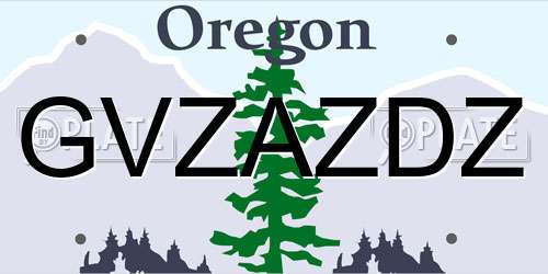 GVZAZDZ Oregon License Plate