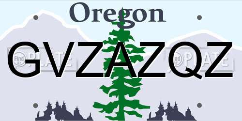 GVZAZQZ Oregon License Plate